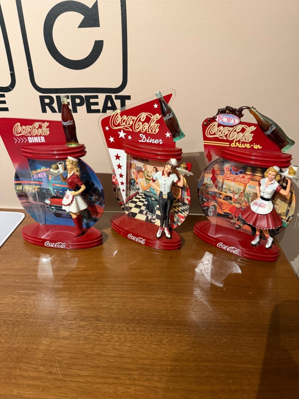 Coca-Cola Red & White Diner Figurine Trio
